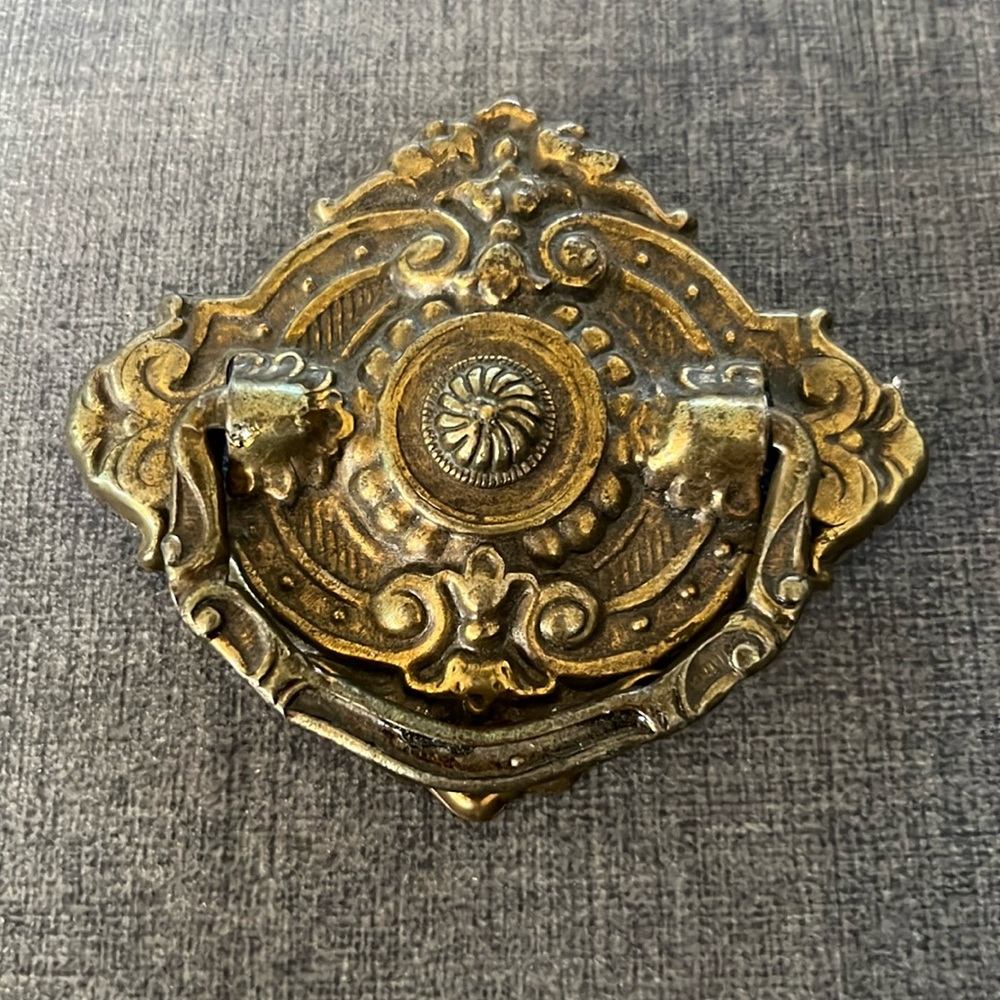Vintage Victorian Drop Bail Pull Furniture Drawers Pressed French Keeler Brass